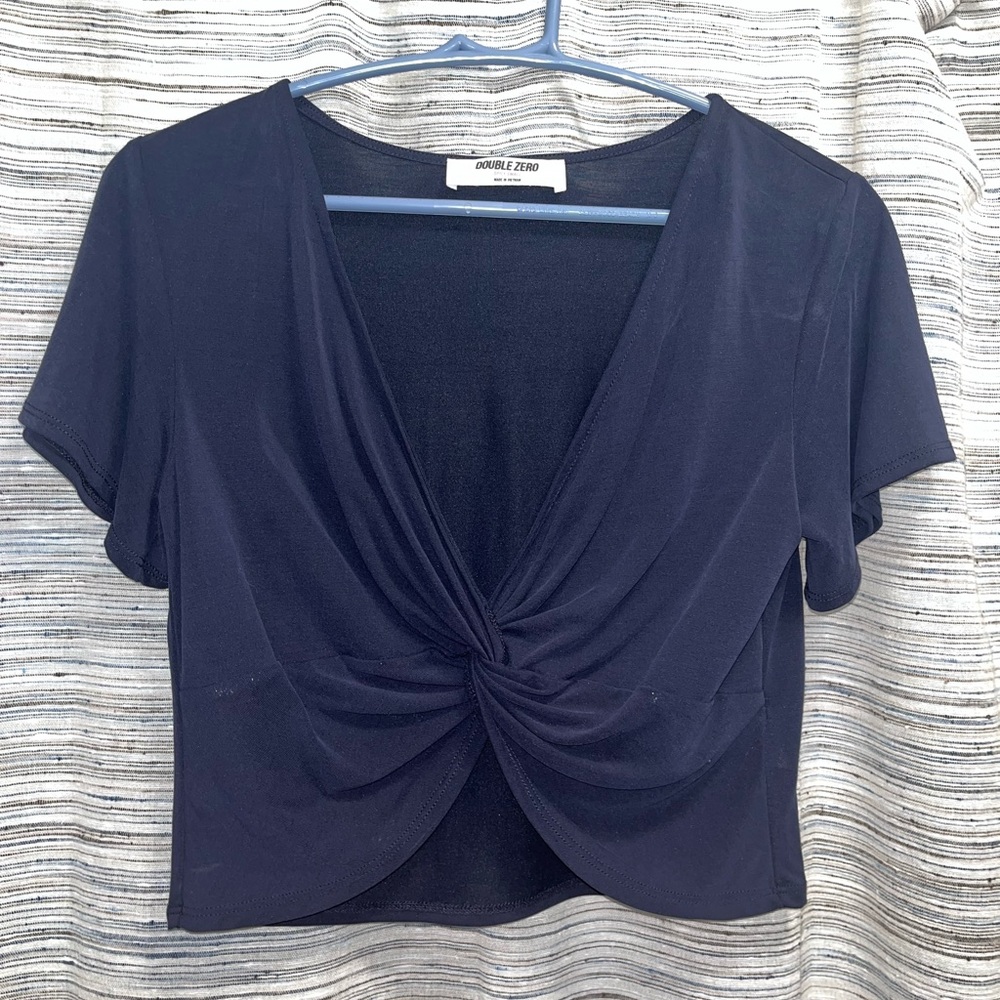 Double Zero Navy Crop Blouse